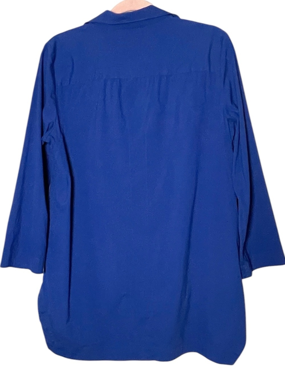 Lafayette 148 Royal Blue Stretch Blouse M Hidden Placket Career Office Top - Picture 3 of 5